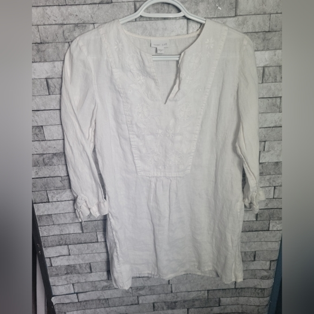 J.Jill Love Linen Boho Embroidered Top Size Small Tunic